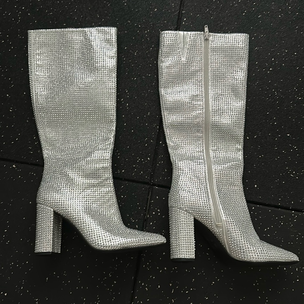 Mix No. 6 Rhinestone Boots Silver